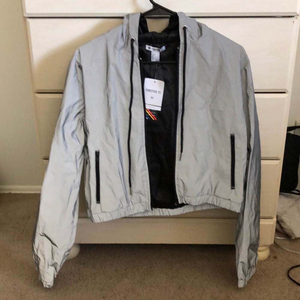 Reflective cropped jacket from forever 21!